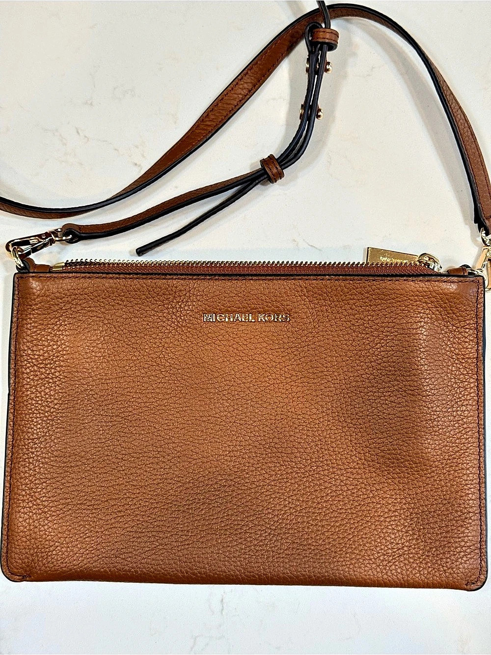 Michael Kors Fulton Pebbled Leather Double Zip Crossbody Bag